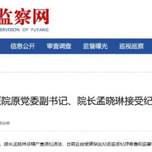 阜陽(yáng)市第五人民醫(yī)院原黨委副書(shū)記、院長(zhǎng)孟曉琳被查！